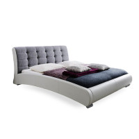 Baxton Studio CF8540-Queen-White/Grey Guerin Two Tone Grid Tufted Queen-Size Platform Bed